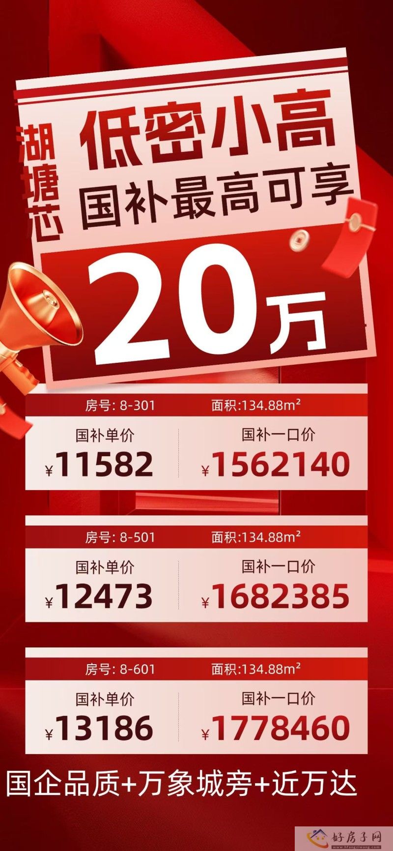 湖塘芯 135㎡宽厅小高国补后 11XXX 起，近万达享 20 万钜惠            </h1>(图1)